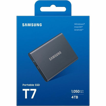 Disque SSD portable Samsung T7 4 To - Externe - PCI Express NVMe - Gris Titane MU-PC4T0T/AM