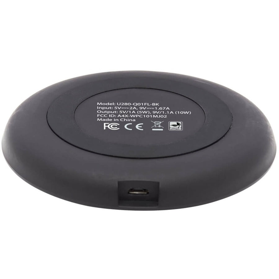 Chargeur de téléphone sans fil Tripp Lite par Eaton - 10 W, certifié Qi, compatible Apple et Samsung, noir U280-Q01FL-BK