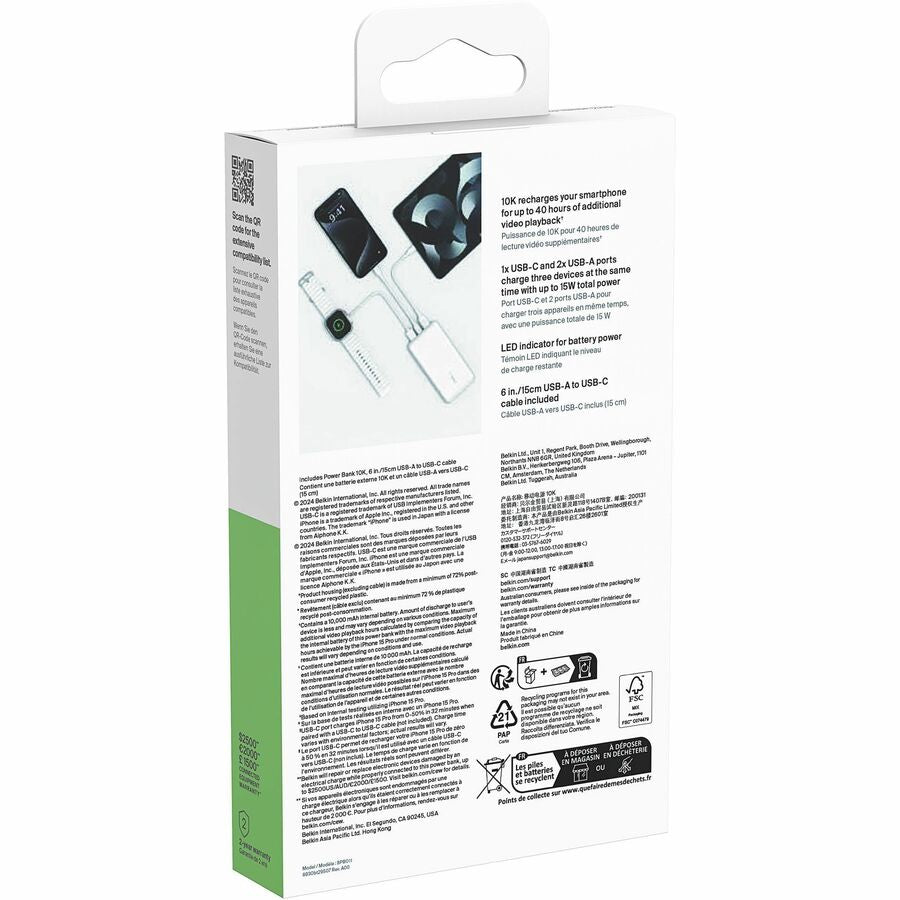 Batterie externe Belkin BoostCharge 10000 mAh BPB011BTWH