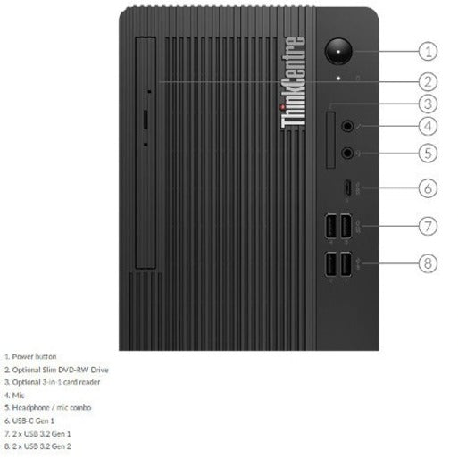 Ordinateur de bureau Lenovo ThinkCentre M70t 11DA001TCA - Intel Core i7 10e génération i7-10700 Octa-core (8 cœurs) 2,90 GHz - 16 Go RAM DDR4 SDRAM - Disque dur 1 To - Tour 11DA001TCA