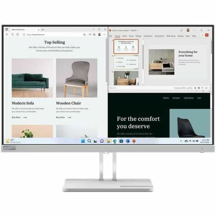 Moniteur LED Full HD Lenovo L27e-40 27" - 16:9 - Gris nuage 67ACKCC4US