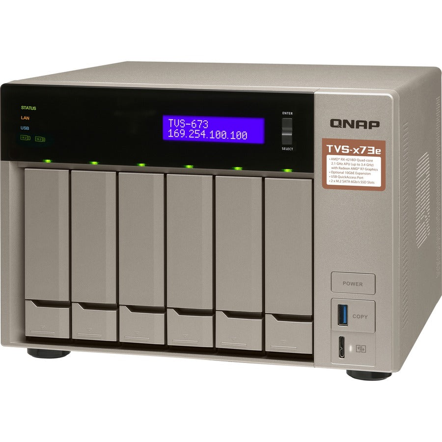 NAS QNAP puissant avec APU AMD RX-421BD Quad-Core et évolutivité PCIe TVS-673e-4G-US