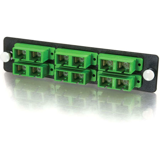 Panneau adaptateur SC duplex C2G série Q 12 brins, insert en zircone, SM, APC, Aqua SC 31106