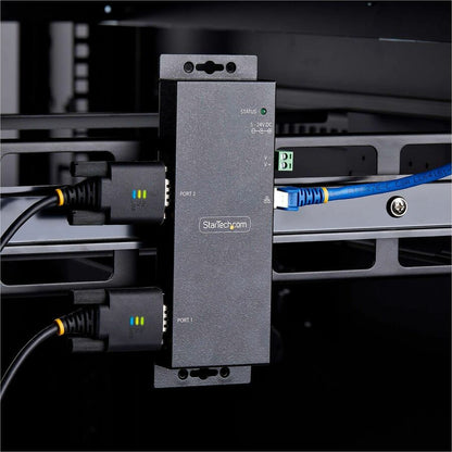Adaptateur série vers Ethernet à 2 ports StarTech.com, serveur de périphériques série IP pour périphériques RS232 distants, montage mural/rail DIN, convertisseur LAN vers DB9 I23-SERIAL-ETHERNET