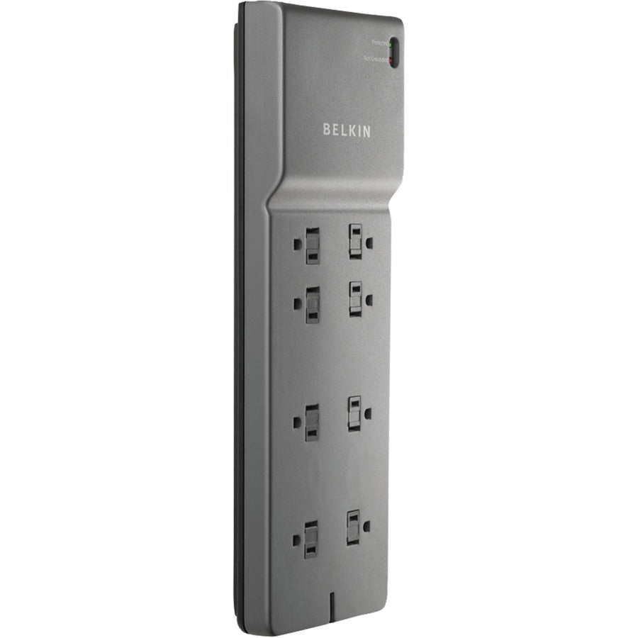 Belkin 8-Outlet Surge Protector - 8ft Cord - Right Angle Plug - 2500 Joules - Black BE10800008-CM