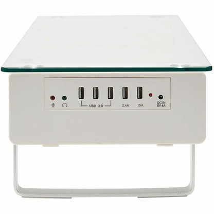 Tripp Lite by Eaton Monitor Riser for Desk - Height Adjustable, Glass Top, USB and Audio Ports MR248USBG