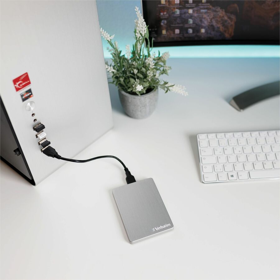 Disque dur externe portable Verbatim Store 'n' Go ALU Slim 1 To - 2,5" - Argent 53663