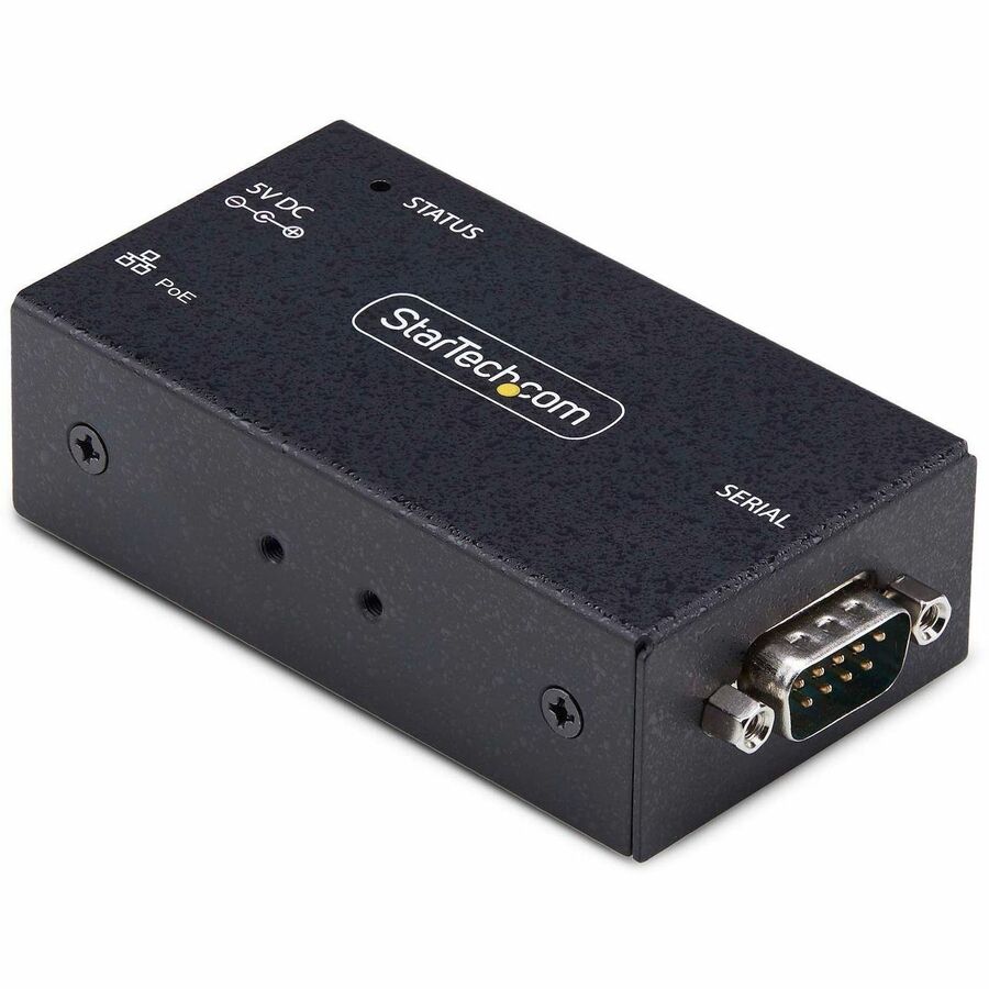 Adaptateur série vers Ethernet StarTech.com à 1 port, serveur de périphériques série alimenté par PoE 802.3af, montage mural/sur rail DIN, convertisseur LAN RJ45 vers DB9 I13P-SERIAL-ETHERNET