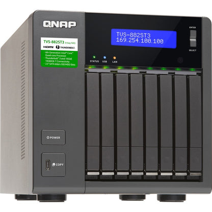 NAS QNAP Thunderbolt 3 à 8 baies 2,5 pouces avec connectivité 10 GbE TVS-882ST3-I7-16G-US