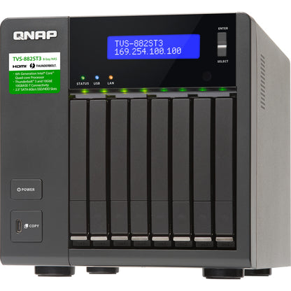 NAS QNAP Thunderbolt 3 à 8 baies 2,5 pouces avec connectivité 10 GbE TVS-882ST3-I7-16G-US
