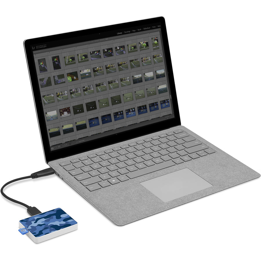 Disque SSD portable Seagate One Touch STJE500406 500 Go - Externe - Bleu camouflage STJE500406