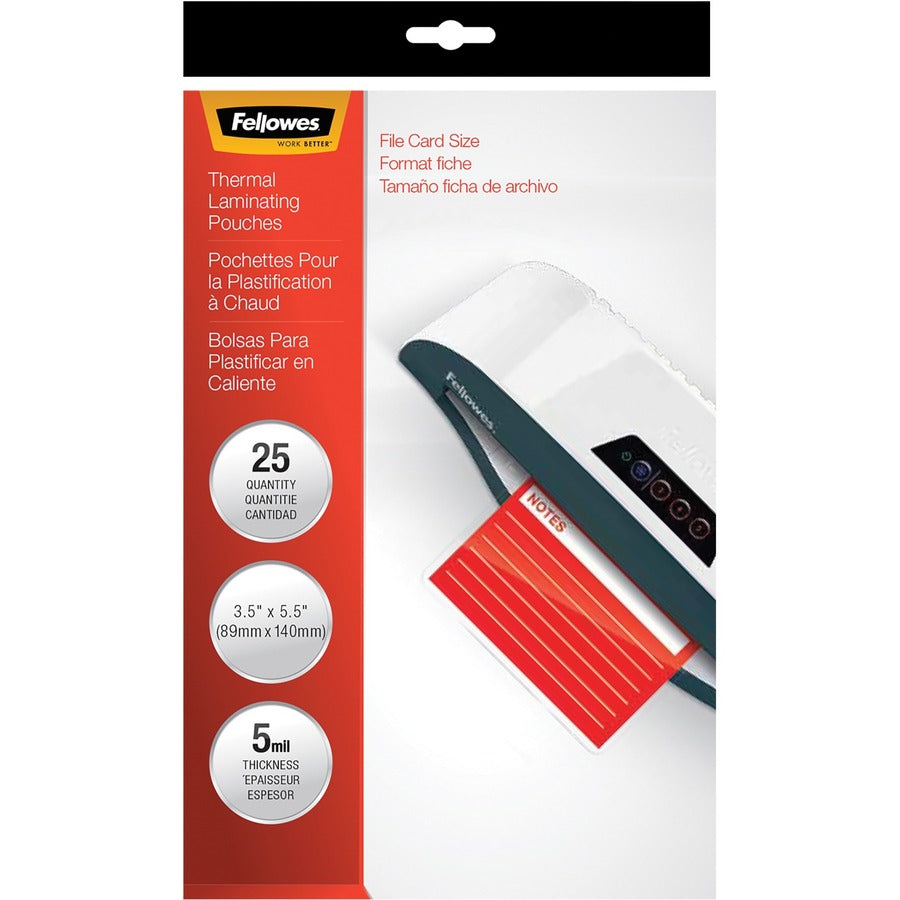 Pochettes brillantes Fellowes - Fiches, 5 mil, paquet de 25 52008