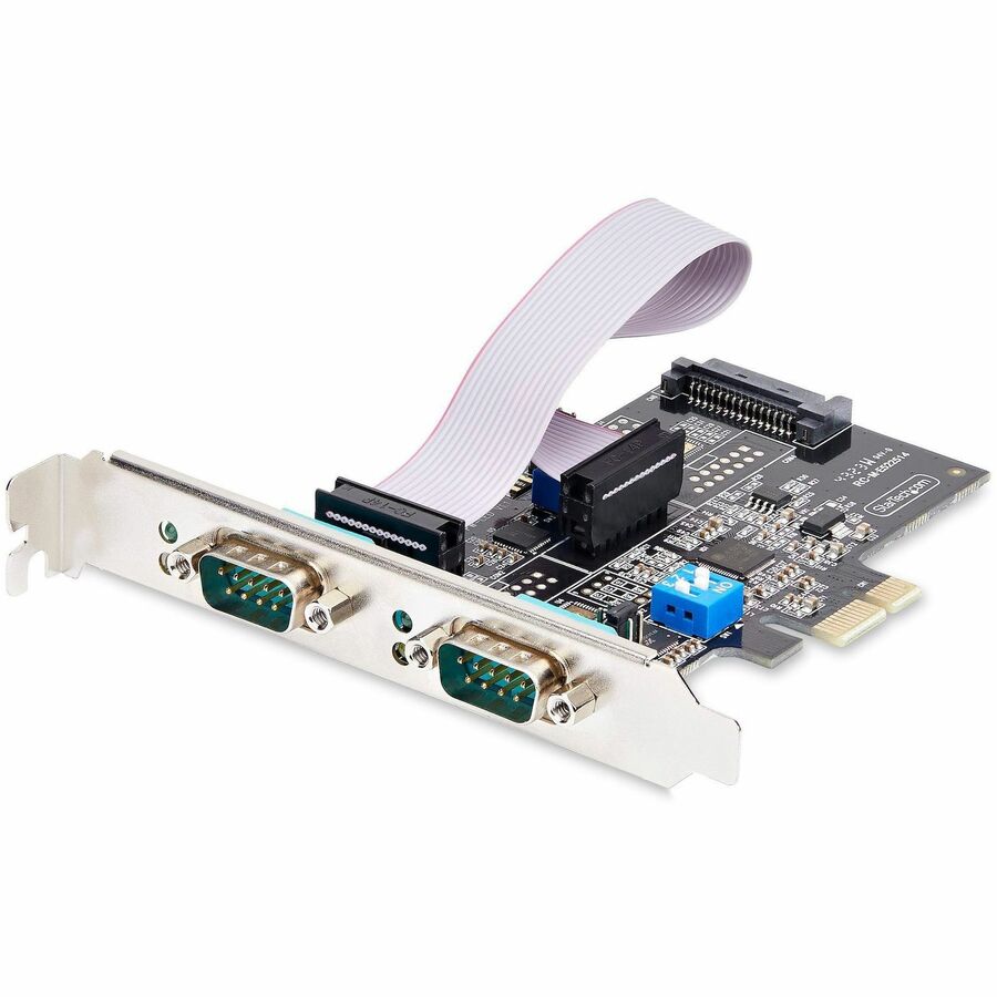 StarTech.com Carte PCIe série 2 ports, carte double port RS232/RS422/RS485, UART 16C1050, protection ESD, Windows/Linux, conforme TAA 2S232422485-PC-CARD