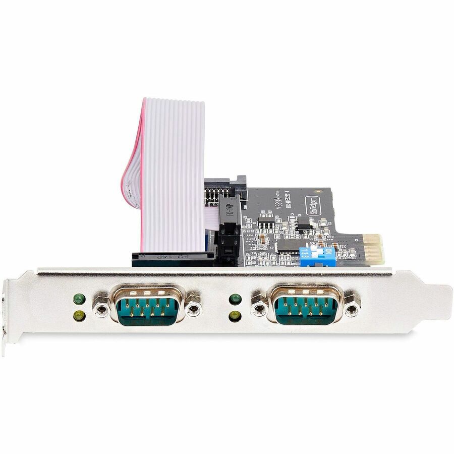 StarTech.com Carte PCIe série 2 ports, carte double port RS232/RS422/RS485, UART 16C1050, protection ESD, Windows/Linux, conforme TAA 2S232422485-PC-CARD