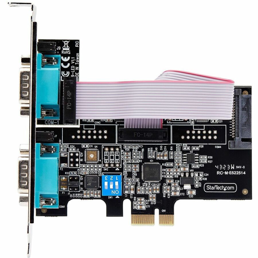 StarTech.com Carte PCIe série 2 ports, carte double port RS232/RS422/RS485, UART 16C1050, protection ESD, Windows/Linux, conforme TAA 2S232422485-PC-CARD