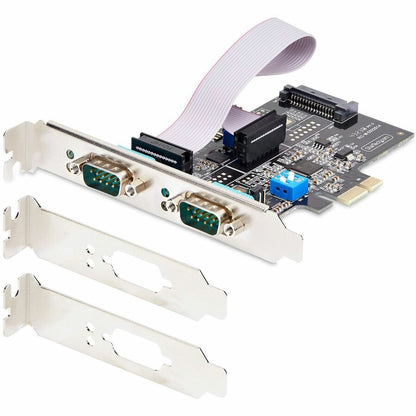 StarTech.com Carte PCIe série 2 ports, carte double port RS232/RS422/RS485, UART 16C1050, protection ESD, Windows/Linux, conforme TAA 2S232422485-PC-CARD