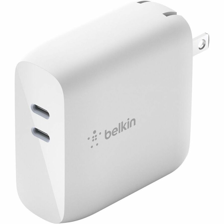 Belkin BoostCharge Dual USB-C Power Delivery GaN Wall Charger 68W Laptop Chromebook Charging - Power Adapter WCH003DQWH
