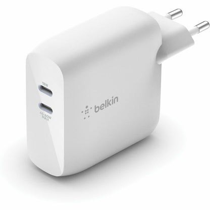 Belkin BoostCharge Dual USB-C Power Delivery GaN Wall Charger 68W Laptop Chromebook Charging - Power Adapter WCH003DQWH
