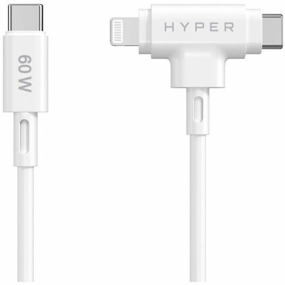 Câble hybride en silicone USB-C et Lightning Targus HyperJuice (1,5 m/5 pi) - Blanc HJ4010WHGL