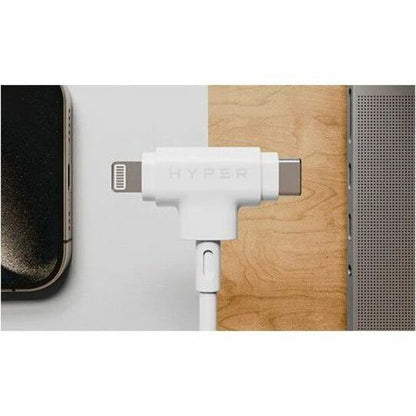 Câble hybride en silicone USB-C et Lightning Targus HyperJuice (1,5 m/5 pi) - Blanc HJ4010WHGL