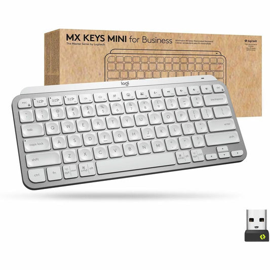 Logitech MX Keys Mini pour les entreprises (gris pâle) - Boîte marron 920-010595