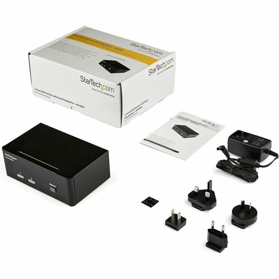 StarTech.com Commutateur KVM double écran DisplayPort à 2 ports - KVM DisplayPort - 4K 60 Hz SV231DPDDUA2