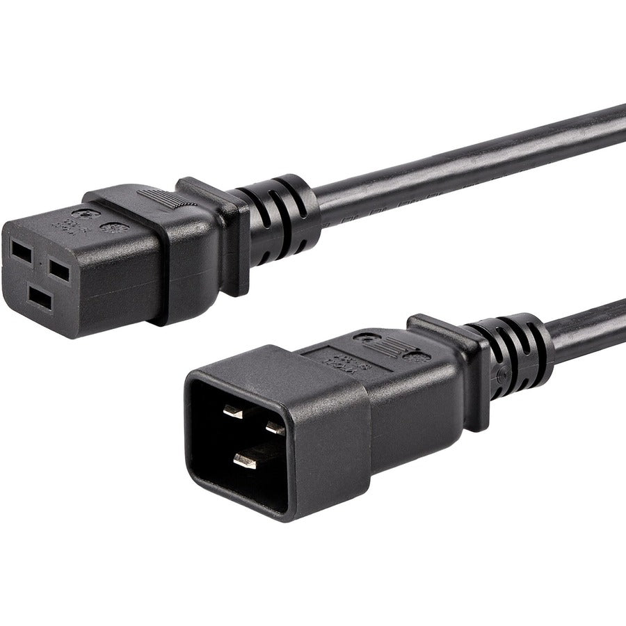 StarTech.com Rallonge électrique robuste de 3 m, IEC C19 vers IEC C20, noir, 15 A, 250 V, 14 AWG, câble d'alimentation de gros calibre PXTC19201410