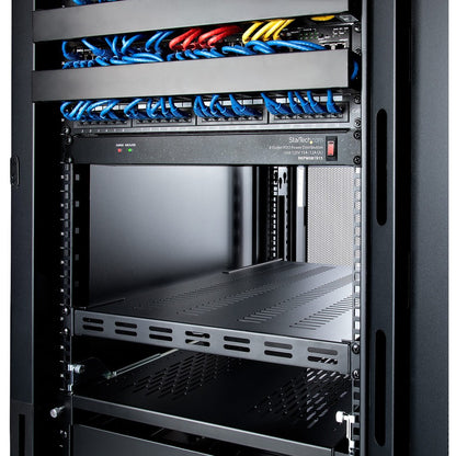 StarTech.com Étagère de montage en rack ventilée à 4 montants 1U de 19,5 à 38 pouces de profondeur de montage réglable - Étagère de rack fixe robuste - 330 lb / 150 kg - 27,5 pouces de profondeur ADJSHELFHDV