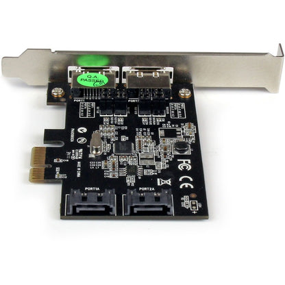 StarTech.com Carte contrôleur eSATA 2 ports PCI Express SATA 6 Gbit/s - Carte double port PCIe SATA III - 2 ports internes/2 ports externes PEXESAT322I