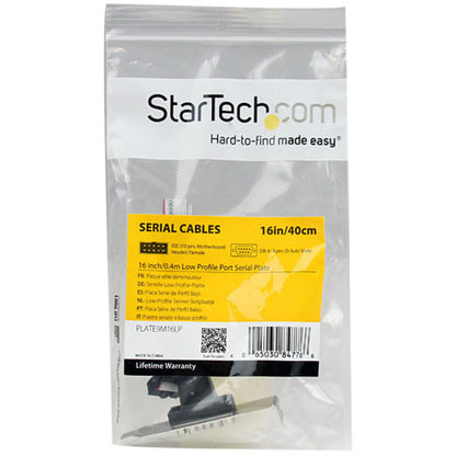StarTech.com Support de port série DB9 1 port 16 pouces vers connecteur 10 broches - Profil bas PLATE9M16LP