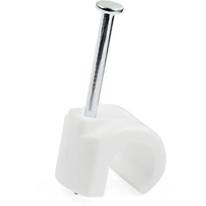 StarTech.com Lot de 100 clips de câble (L) avec clou - Pinces à clouer réutilisables - Clips de montage/maintien de cordon - Attaches de câbles blanches TAA CBMNMCC3
