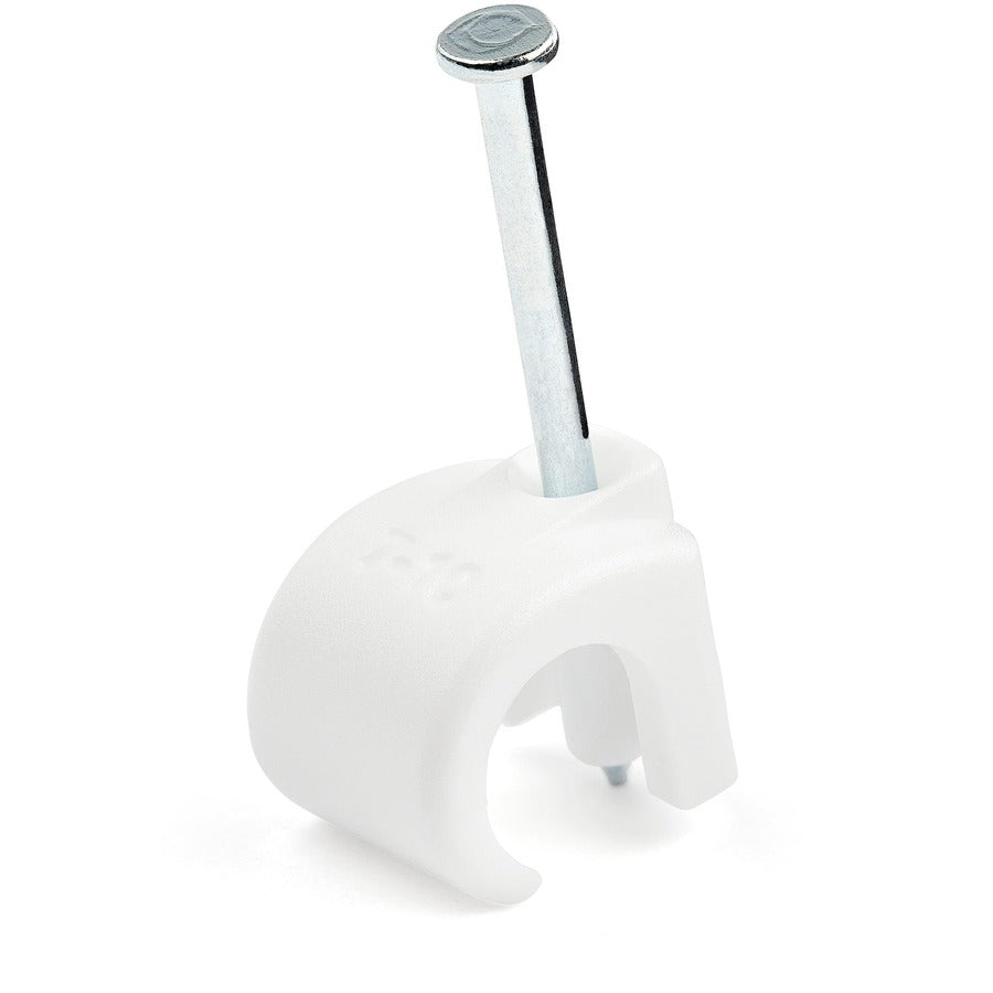 StarTech.com Lot de 100 clips de câble (L) avec clou - Pinces à clouer réutilisables - Clips de montage/maintien de cordon - Attaches de câbles blanches TAA CBMNMCC3