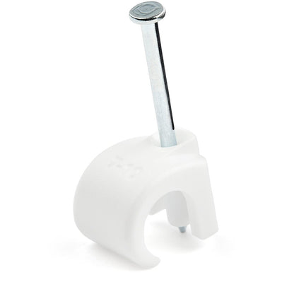 StarTech.com Lot de 100 clips de câble (L) avec clou - Pinces à clouer réutilisables - Clips de montage/maintien de cordon - Attaches de câbles blanches TAA CBMNMCC3