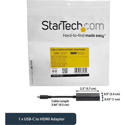 StarTech.com - Adaptateur USB-C vers HDMI - 4K 30 Hz - Noir - Adaptateur USB Type-C vers HDMI - USB 3.1 - Compatible Thunderbolt 3 CDP2HD