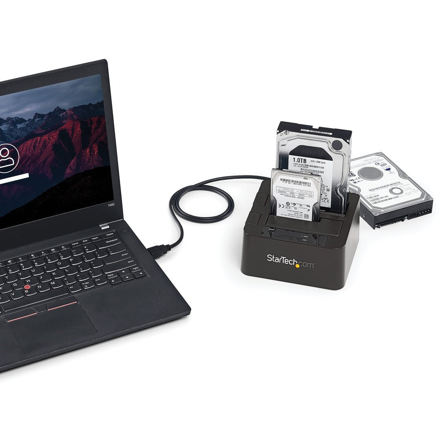 StarTech.com Station d'accueil pour disque dur USB 3.1 vers SATA à double baie, SATA I/II/III 2,5/3,5 pouces, station d'accueil SSD/HDD, baie pour disque dur USB, chargement par le haut SDOCK2U313