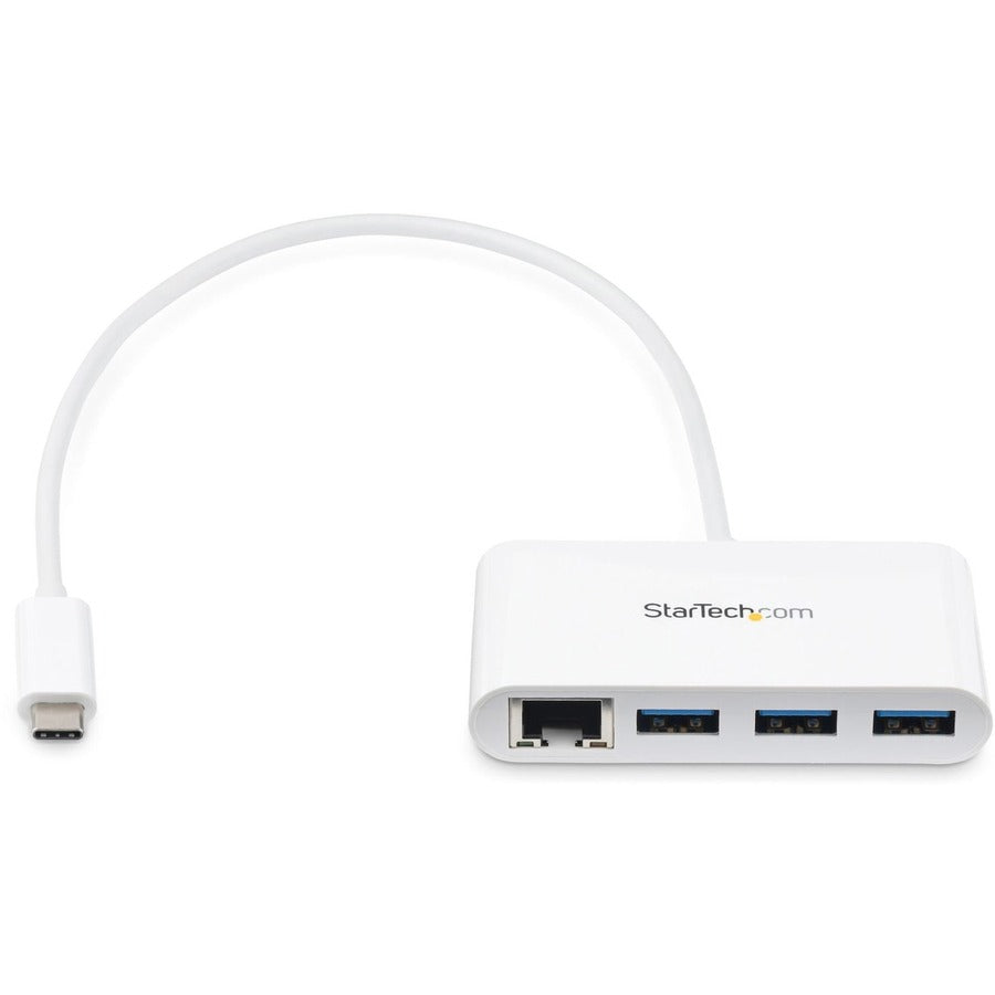 StarTech.com Hub USB C 3 ports avec Gigabit Ethernet - USB-C vers 3x USB-A - USB 3.0 - Blanc - Hub USB avec GbE - Adaptateur USB-C vers USB - Hub USB Type C HB30C3A1GEA