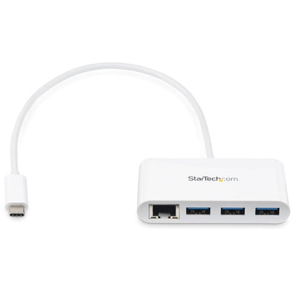 StarTech.com Hub USB C 3 ports avec Gigabit Ethernet - USB-C vers 3x USB-A - USB 3.0 - Blanc - Hub USB avec GbE - Adaptateur USB-C vers USB - Hub USB Type C HB30C3A1GEA