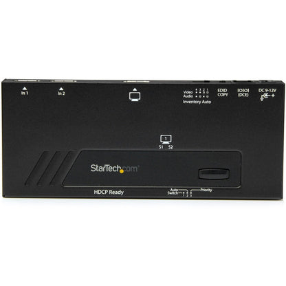 StarTech.com Commutateur vidéo automatique HDMI à 2 ports - Commutateur HDMI 4K 2x1 avec commutation rapide, détection automatique et contrôle série VS221HD4KA