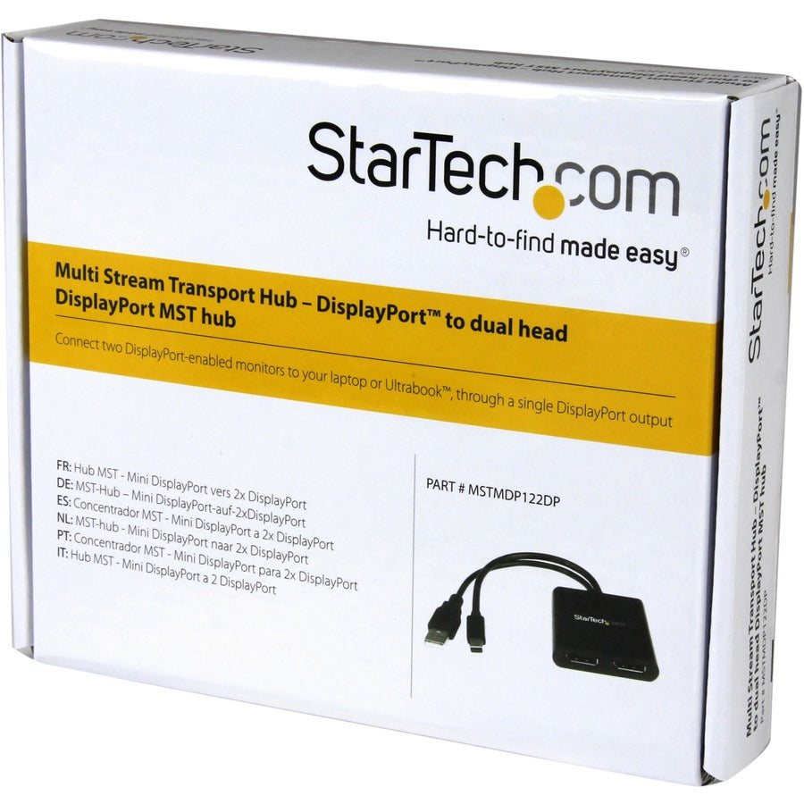 Adaptateur multi-écrans StarTech.com à 2 ports, Mini DisplayPort vers hub DP MST, double 4K 30 Hz, répartiteur vidéo pour mode bureau étendu, Windows MSTMDP122DP