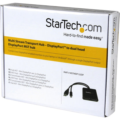 Adaptateur multi-écrans StarTech.com à 2 ports, Mini DisplayPort vers hub DP MST, double 4K 30 Hz, répartiteur vidéo pour mode bureau étendu, Windows MSTMDP122DP