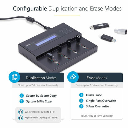StarTech.com Duplicateur et effaceur USB autonome 1:7 - pour clés USB - Duplicateur de clé USB - Copieur USB - Duplicateur de clé USB USBDUPE17