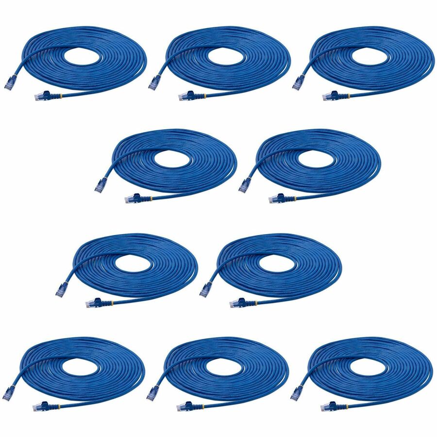 Câble Ethernet CAT6 StarTech.com de 7,6 m - Lot de 10 - Certifié ETL - Cordon de raccordement CAT6 bleu - Connecteurs RJ45 anti-accrocs - 24 AWG - UTP N6PATCH25BL10PK
