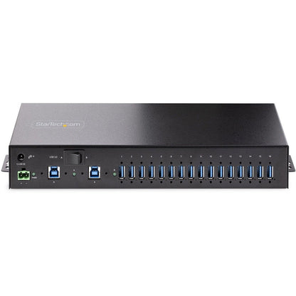 StarTech.com Hub USB 3.0 industriel 16 ports 5 Gbit/s, montable, alimentation par bornier jusqu'à 120 W partagée, chargement USB, hub/commutateur double hôte 5G16AINDS-USB-A-HUB