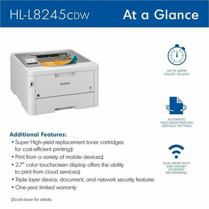 Brother HL-L8245CDW Desktop Wireless Laser Printer - Color HLL8245CDW