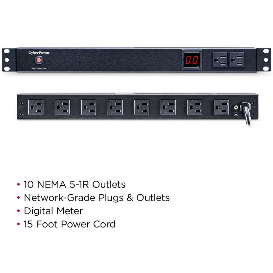 PDU CyberPower PDU15M2F8R à 10 prises avec compteur PDU15M2F8R