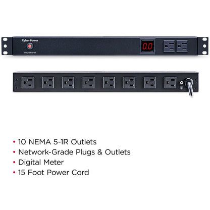 PDU CyberPower PDU15M2F8R à 10 prises avec compteur PDU15M2F8R