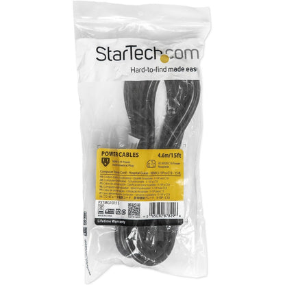 StarTech.com Cordon d'alimentation de qualité hospitalière de 4,5 m (15 pi), 18 AWG, NEMA 5-15P vers C13, 10 A 125 V, câble d'alimentation médical Green Dot, câble d'alimentation pour moniteur PXTMG10115