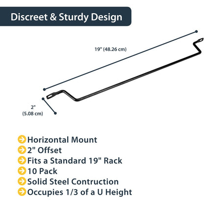 StarTech.com Horizontal Cable Lacing Bars with 2 in. Offset for Racks - Horizontal Cable Manager - 10 Pack CMLB102