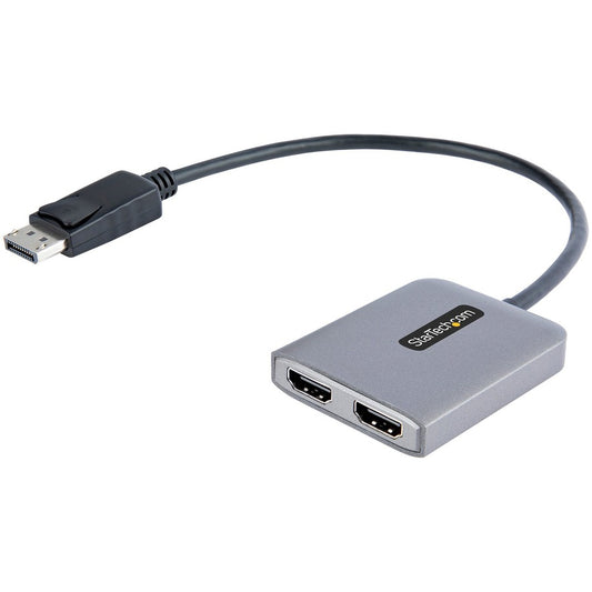 StarTech.com DP to Dual HDMI MST HUB, Dual HDMI 4K 60Hz, 2 Port DisplayPort Multi Monitor Adapter with 1ft/30cm Cable, DP 1.4 | DSC | HBR3 MST14DP122HD