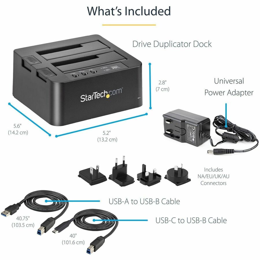 StarTech.com Standalone Hard Drive Duplicator, External Dual Bay HDD/SSD Cloner/Copier, USB 3.1 to SATA Drive Docking Station, Disk Cloner SDOCK2U313R